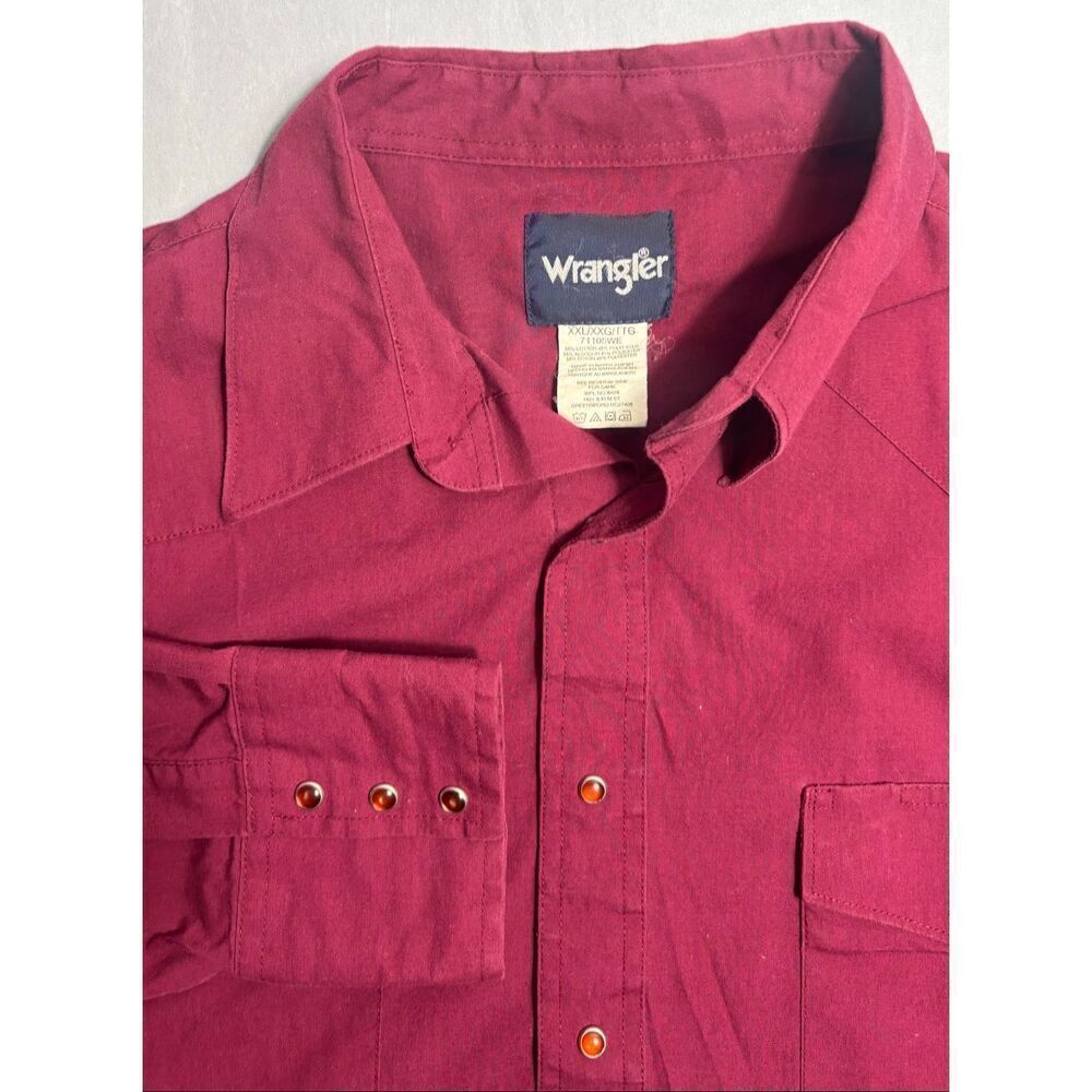 Vintage Wrangler Western Shirt Mens 2XL XXL Red X-Long 90’s